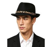 ITODA Women Men Fedora Hat Vintage Panama Hat Classic Fedora Trilby Hat Elegant Felt Bowler Hat Short Brim Jazz Cap Panama Hat Gangster Hat Black