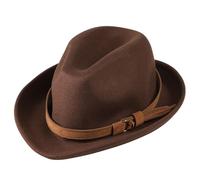 ITODA Women Wool Felt Fedora Hat Classic Vintage Bowler Hat Winter Trilby Fedora Trilby Hat Elegant Panama Hat Short Brim Jazz Cap Gangster Hat Brown