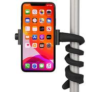 iTODOS Portable Flexible Cell Phone Holder Stand for Treadmill, Spin Bike, Bed, Car, Kitchen, Desk, Grocery Shopping Cart,Compatible with iPhone, Android, GoPro, DSLR, Action Camera(Black)