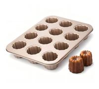 iToids 12-Cavity Canelé Pan Nonstick, Carbon Steel Canelé Mold for French Pastry Baking, Mini Cake & Custard Mold, Easy Release Canele Baking Pan for Home Bakers