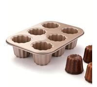 iToids 6-Cavity Canelé Pan Nonstick, Carbon Steel Canele Mold for French Pastry Baking, Small Batch Canele Baking Pan for Mini Cakes, Custards & Home Baking
