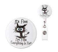 ITOKEY Badge Reel, Retractable Badge Holder, ID Badge Clip for Nurses, Funny Nursing Badge Reels, Help is On The Way Dear Badge Reel, Heavy Duty Name Badge Reel Badge Clips (Burnt Cat)