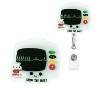 ITOKEY Funny Drop The Beat Adenosine Badge Reel Retractable with Clip, Medical Worker ID Card Holders, Pediatric Nursing Accessories for Nurse Doctor Student Teacher Office