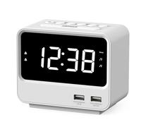 iTOMA Alarm Clock Radio for Bedrooms with Two USB Charging Port, Large Numbers with adjustable Brightness, Bedside Digital FM Radio with Sleep Timer, Adjustable Volume, Snooze A23