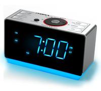 iTOMA Alarm Clock Radio with Bluetooth Speaker, FM Radio and Dual Alarm | Large LED Display, USB Charging Port, Adjustable Brightness, Snooze, Two-Level Night Light, Sleep Timer, Auto Time Setting