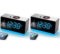 iTOMA Alarm Clock Radio with Bluetooth Speaker, FM Radio, Dual Alarm with Snooze, Large LED Display, Dimmer Control, USB Charging Output and Night Light CKS708 (Pack of 2)