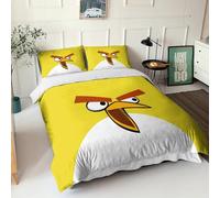 ITOMEN Yellow Bird Quilt Cover for Boys Girls 3D Print Angry Duvet Cover Comforter Covers with Zipper Closure with Pillow Cases Soft Microfiber Bedding Set 3 Pieces King（220x240cm）