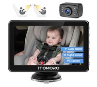 Itomoro Baby Car Camera 7 Inch 1080P Display, 360° Rotating Car Backseat Camera Easily Install Car Camera for Baby with Wide View and Night Vision Function Baby Car Monitor