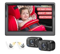 Itomoro Baby Car Camera, Dual Channel 5 inch Display with 2 IR Night Vision Camera, Easily Install Baby Car Mirror 1080P Clear Car Baby Camera for Rear Facing Seat Backseat ACZ403