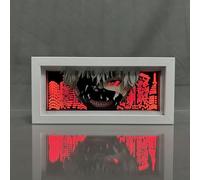 ITOMUN Tokyo Ghoul Anime Lamp Face Mask Kaneki Ken Figure Paper Cut Light Box Handmade Manga Shadow Lamp Carving Night Light Table Lamp for Room Decor Anime Gift