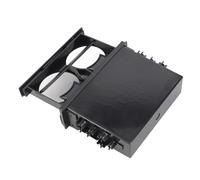 Itonash 2 in 1 Car Radio Storage Box Multi Purpose ABS Universal 1DIN 2 Layer Black Cup Holder with Drink Cup Holder, for Collecting Items, Car Radio Inner Organizer