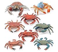 Itonash Crab Figures, 8Pcs Realistic Sea Animal Figures Simulation Static Crab Figurine Cognitive Educational Model Desktop Ornament Collections Decorations (A)