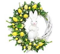 Itonash Easter Bunny Egg Wreath, Acrylic Rabbit Egg Wreath, Indoor Outdoor Hanging Ornaments, Yellow