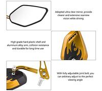 Itonash Rear View Mirror, Aluminum Alloy Scooter Pattern Side Mirrors Trail Motorbike for M8M10 Motorcycle, Ultra Clear, Fully Adjustable, Paint Finish Shell and Arm, Universal Fit (Yellow)