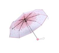 Itonash Transparent Cherry Folding Umbrella, Fashionable Princess Umbrella Compact Clear Canopy Cherry Blossom Four Colors. (Pink)