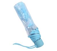 Itonash Transparent Cherry Folding Umbrella, Fashionable Princess Umbrella Compact Clear Canopy Cherry Blossom Four Colors. (Blue)