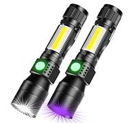 iToncs USB Rechargeable Torches, 3 in 1 Torches LED Super Bright [whitelight redlight & UV] Powerful Tactical UV Torch Rechargeable Black Light with 7 Modes, Zoomable for Camping [2 Pack]