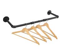 ITOOLFIRM Industrial Drain Pipe Clothes Rail 70cm | Rustic Vintage Steel Wall & Ceiling Mounted Coat Rail | Heavy Duty Metal Garment Hanging Rack with 20cm Projection