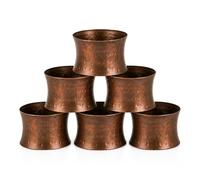 ITOS365 Handmade Round Hammered Antique Napkin Rings Holder for Dinning Table Parties Everyday, Set of 6