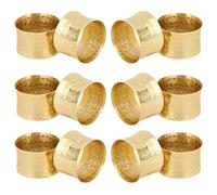ITOS365 Handmade Round Hammered Golden Napkin Rings Holder for Dinning Table Parties Everyday, Set of 12