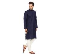 ITOS365 Men Cotton Blend Kurta Pyjama Set Party Fashion Regular Ethinic Wear Indian Dress Gift for Men, Navy Blue, XL/XXL
