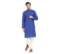 ITOS365 Men Cotton Blend Kurta Pyjama Set Party Fashion Regular Ethinic Wear Indian Dress Gift for Men, Royal Blue, M-L