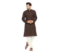 ITOS365 Men Cotton Blend Kurta Pyjama Set Party Fashion Regular Ethinic Wear Indian Dress Gift for Men, Coffee, L-X-L