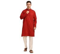 ITOS365 Men’s Cotton Kurta Pajama Set for Men | Ethnic Wear & Yoga Meditation Outfit | Festive, Casual & Daily Wear, Maroon, M