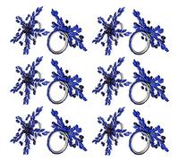 ITOS365 Napkin Rings Set of 12 for Dining Table Decoration Parties Everyday Metal Napkin Holder Leaf Blue (Pack of 12)