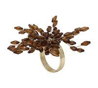 ITOS365 Napkin Rings Set of 12 for Dining Table Decoration Parties Everyday Metal Napkin Holder Leaf Coffee (Pack of 12)
