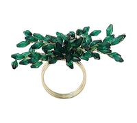 ITOS365 Napkin Rings Set of 12 for Dining Table Decoration Parties Everyday Metal Napkin Holder Leaf Dark Green (Pack of 12)