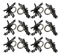 ITOS365 Napkin Rings Set of 12 for Dining Table Decoration Parties Everyday Metal Napkin Holder Leaf Black (Pack of 12)
