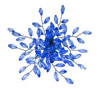 ITOS365, Set of 8 Leaf-shaped Napkin Rings, Blue, Metal, Nickel, Acrylic, Polished Finish, Modern Style, Diameter 1.6 Inches, 8.0 oz