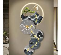 ITOSUI 3D, Aesthetic Wall Clock - LED Landscape Art Wall Decor (Plug-in Model) - Illuminated Hanging Clock - Modern Nine Fish Art Decor for Entryways and Living Rooms(Blue4,37 * 80cm/14.6 * 31.5)