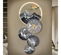 ITOSUI 3D, Aesthetic Wall Clock - LED Landscape Art Wall Decor (Plug-in Model) - Illuminated Hanging Clock - Modern Nine Fish Art Decor for Entryways and Living Rooms(Blue 3,64 * 140cm/25.6 * 55.1in)