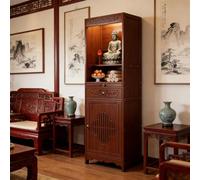 ITOSUI Bamboo Home Altar Cabinet with Storage - Personal Meditation Shrine Table with Drawers & Dustproof Doors for Prayer, Living Room Open Top 20.8 x 13 x 67 in/53cm x 33cm x 170cm