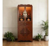 ITOSUI Bamboo Home Altar Cabinet with Storage - Personal Meditation Shrine Table with Drawers & Dustproof Doors for Prayer, Living Room Acrylic Door 26.7 x 13 x 67 in/68cm x 33cm x 170cm