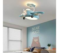 ITOSUI Children's Ceiling Light for Boy Bedroom 62W Dimming LED Ceiling Light with Remote Helicopter Aircraft Hanging Pendant Lamp for Girls Bedroom Kids Flying Plane Fan Blue Pink Yellow Chandelier