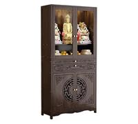 ITOSUI Chinese Buddha Niche Altar Cabinet, Bamboo Shrine Altar Table with Drawer, Personal Meditation Table Buddhist Altar Shrine Prayer Stand, Home Incense Table (68x37x174cm/26.8"x14.6"x68.5")