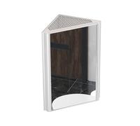 ITOSUI Corner Bathroom Mirror Cabinet,Triangle Locker Wall Cabinet,PVC Frame HD Silver Mirror,Hanging 2 Shelf Storage,for Small Apartment(White)