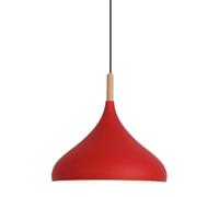 ITOSUI Creative Colorful Wood Metal Pendant Light, Nordic Modern Hanging Light Fixture, Single Rustic Farmhouse Pendant Lamp, Simple Retro Pendant Light for Kitchen Island Dining Table(Red,16.5in)
