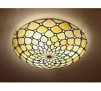 ITOSUI Flush Mount Ceiling Light Tiffany Stained Glass Ceiling Light Fixture Mediterranean Style Chandelier Beige Art Glass LED Ceiling Lamp with Bead for Corridor Bedroom Living Room, 16" Bowl