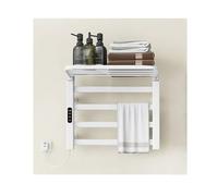ITOSUI Heated Towel Rack 4 Bars, Towel Drying Rack Wall-Mounted with Top Storage Rack, Electric Hot Towel Warmer for Bathroom with Timer Temperature Adjustment LCD Display,A White,Left Line