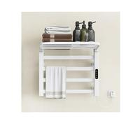 ITOSUI Heated Towel Rack 4 Bars, Towel Drying Rack Wall-Mounted with Top Storage Rack, Electric Hot Towel Warmer for Bathroom with Timer Temperature Adjustment LCD Display,A White,Right Line