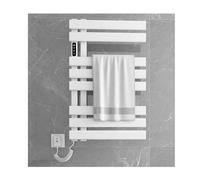 ITOSUI Heated Towel Racks, Towel Drying Rack Wall Mounted with Temperature Adjustment 86-158°F / 30-70°C, Large Electric Towel Warmer 8 Flat Rod with Built-in Timer,A White,Left Line