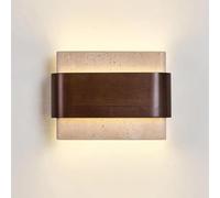 ITOSUI Indoor Mid Century Wall Sconce Nordic Modern Yellow Travertine Bedside Light Vintage Marble Wood Farmhouse Wall Mounted Lamp for Bathroom Living Room Hallway