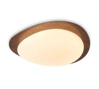 ITOSUI Japanese Style Mount Ceiling Light, Irregular Pebble Shape Walnut Wood Grain Decor, Modern Nordic Acrylic Lamp for Bedroom Study Balcony Staircase 3.2-Inch Thin Fixture(38cm)