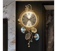 ITOSUI Large Wall Clock, 3D Metal Ginkgo Leaf Design, with Night Light, Silent Non Ticking - Battery Operated Wall Clock, for Living Room,Bedroom,Office, Home Decor(65 * 32cm)