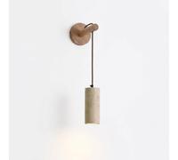 ITOSUI Modern Travertine Wall Sconce Square Cylinder Stone Shade Lighting Natural Stone Adjustable LED Pendant Lamp Minimalist Japanese Style Fixture for Bedside Living Room(B)