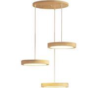 ITOSUI Nordic Simplicity Wood Kitchen Island Pendant Light Mid Century Modern Dining Room Lamp Japanese Style Creativity Round Bar Counter Chandelier for Dining Table Cafe Bedside 3-Lights